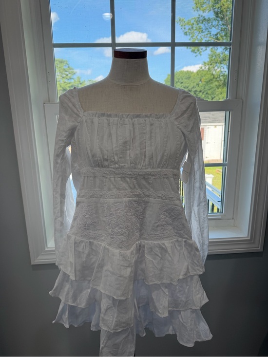 Altar'd State Dresses & Skirts - Altar'd State White Embroidered Square-Neck Peasant Dress